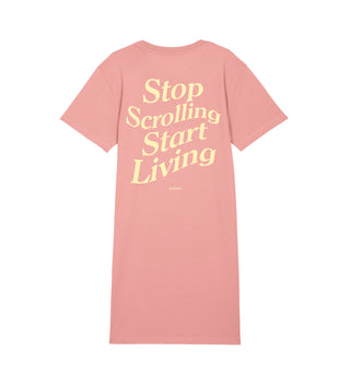 Stop Scrolling Start Living / T-Shirt Kleid Damen NEU