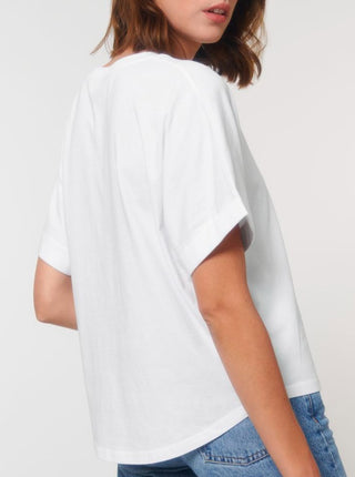 T-Shirt Slub Oversize Damen - White