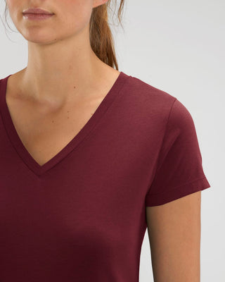 T-Shirt V-Ausschnitt Damen - Burgundy