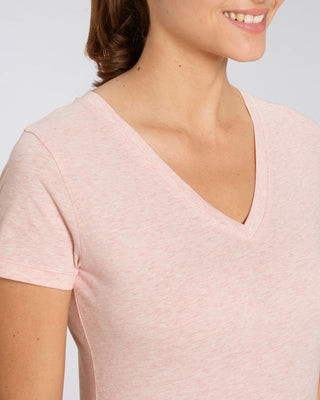 T-Shirt V-Ausschnitt Damen - Cream Heather Pink